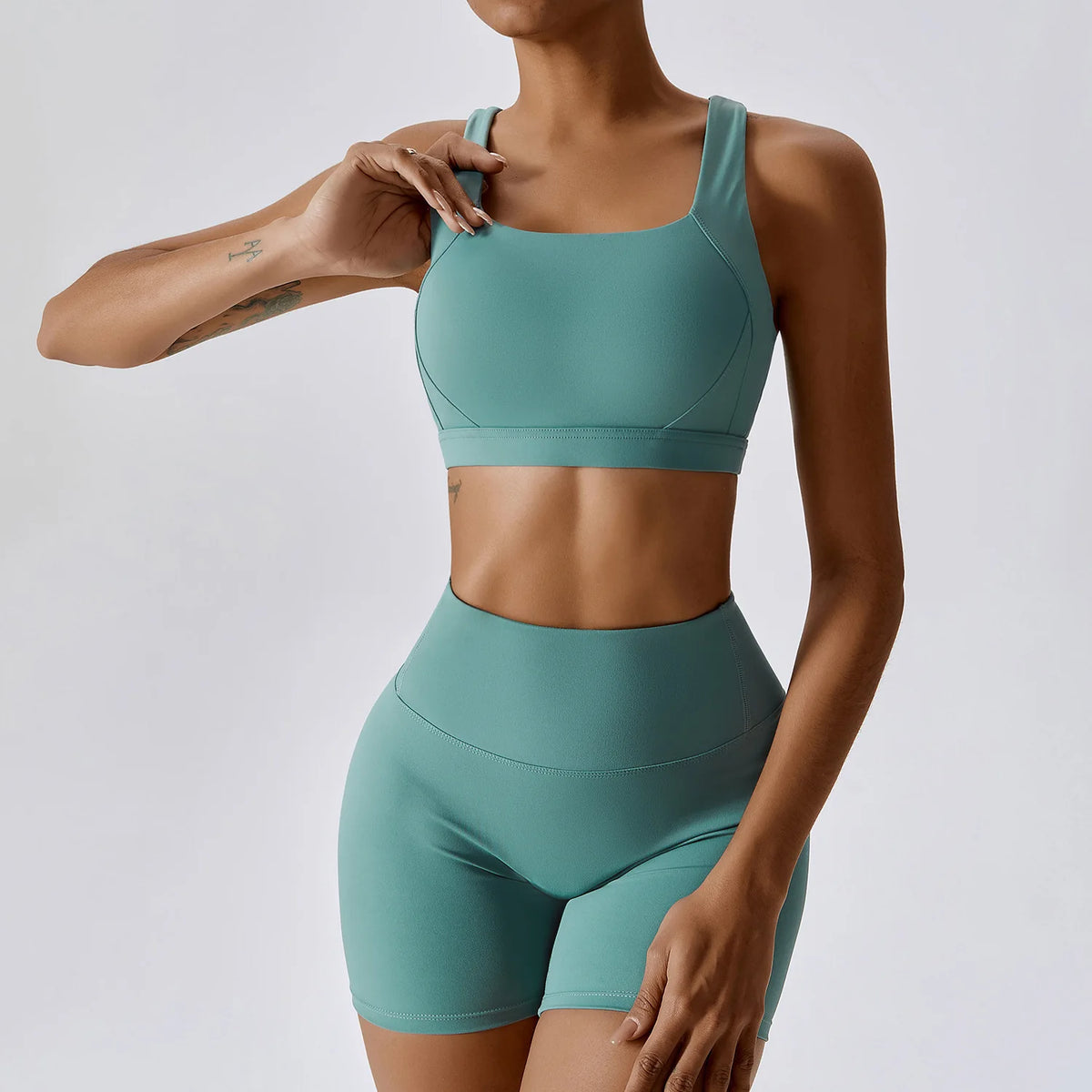 Ensemble de sport 2 pièces pour femme, tenue de fitness, brassière à dos croisé et leggings sans couture push-up pour la salle de sport