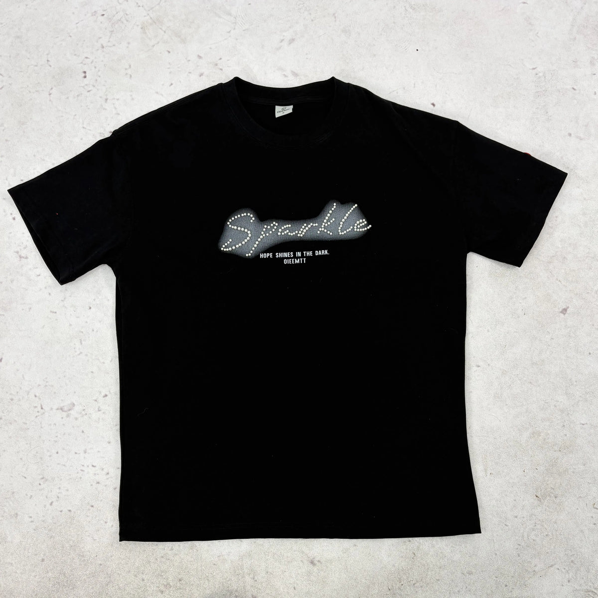 Fashion Oversized Cotton Tee Streetwear Vintage Beaded Letter Printing Short Sleeve Crewneck Loose Fit Men's T-Shirts