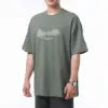 Fashion Oversized Cotton Tee Streetwear Vintage Beaded Letter Printing Short Sleeve Crewneck Loose Fit Men's T-Shirts