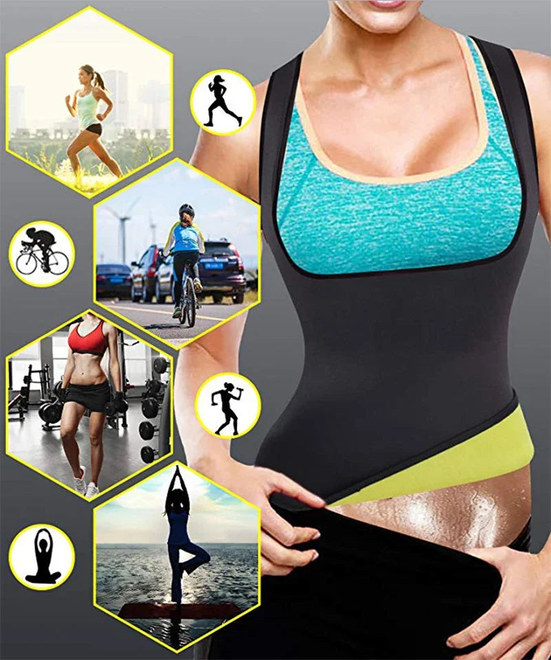 Women Training T-shirts Sauna Sports Tops Fitness Clothes Slimming Body Sculpting Vest Weight Loss Sportswear Workout Activewear