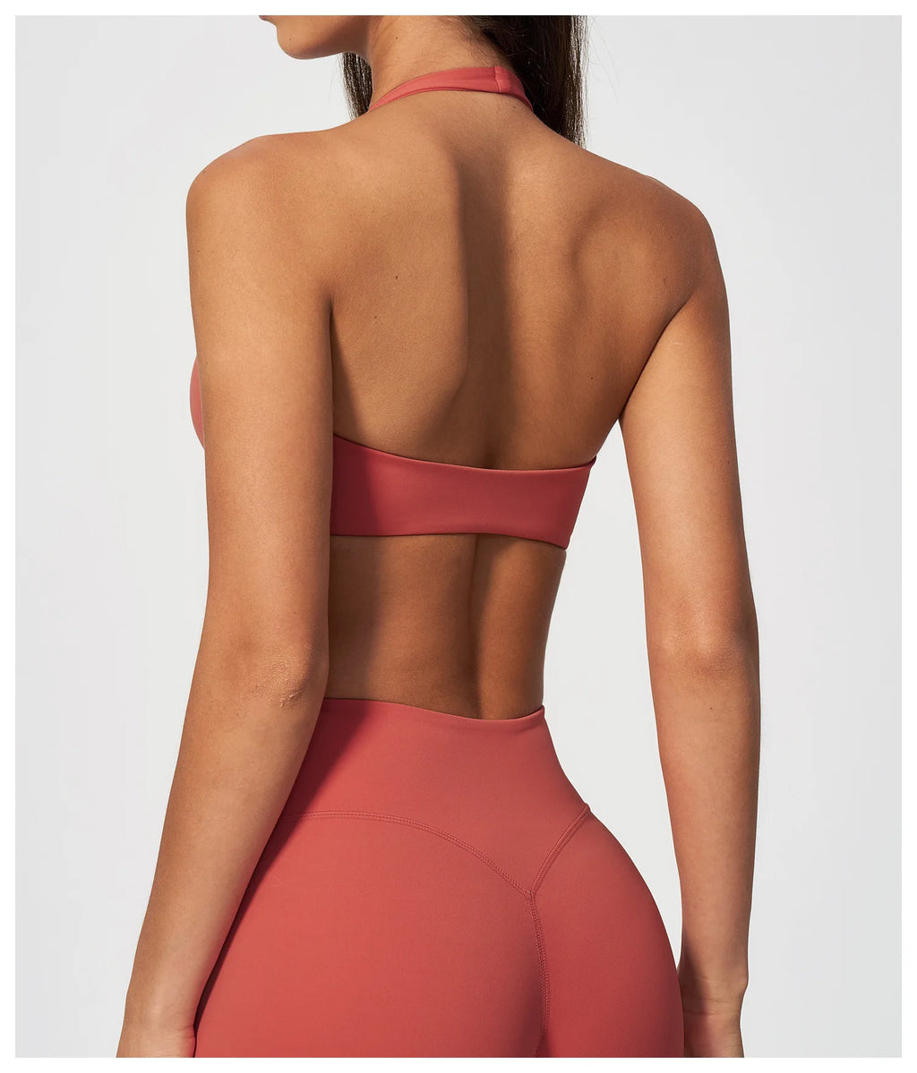 Sports Underwear Women Halter V Neck Sports Bra Yoga Workout Top Athletic Cami Fitness Running Workout Gym Support Active Vest