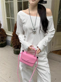 Oversize Off Shoulder Long Sleeve T Shirt Women Solid Color Casual Tops Lady Spring Autumn Basic Tees Korean Style Youth Blouses