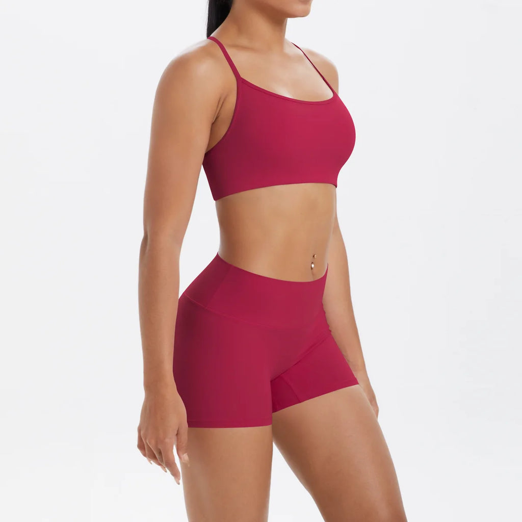 workout clothes for women 2 piece female clothing Beautiful back sports bra casual running fitness hip lifting yoga shorts MIML
