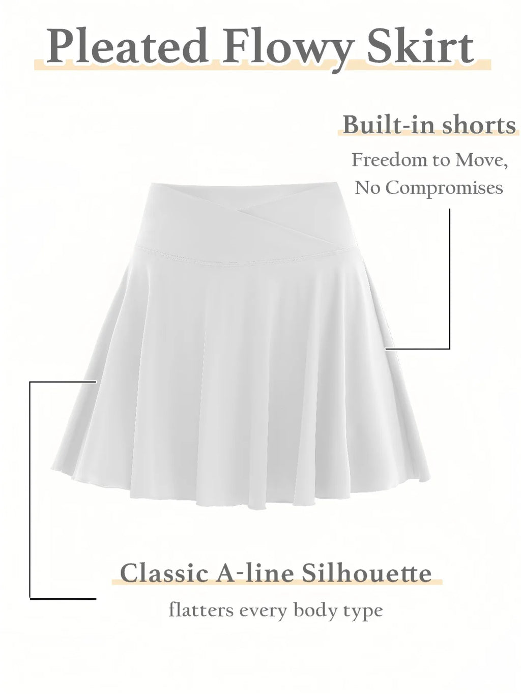 Women's Casual High Waisted Tennis Golf Short Skirt Pants.Light And Flowing  High-Elasticity Breathable Summer Sports Activewear