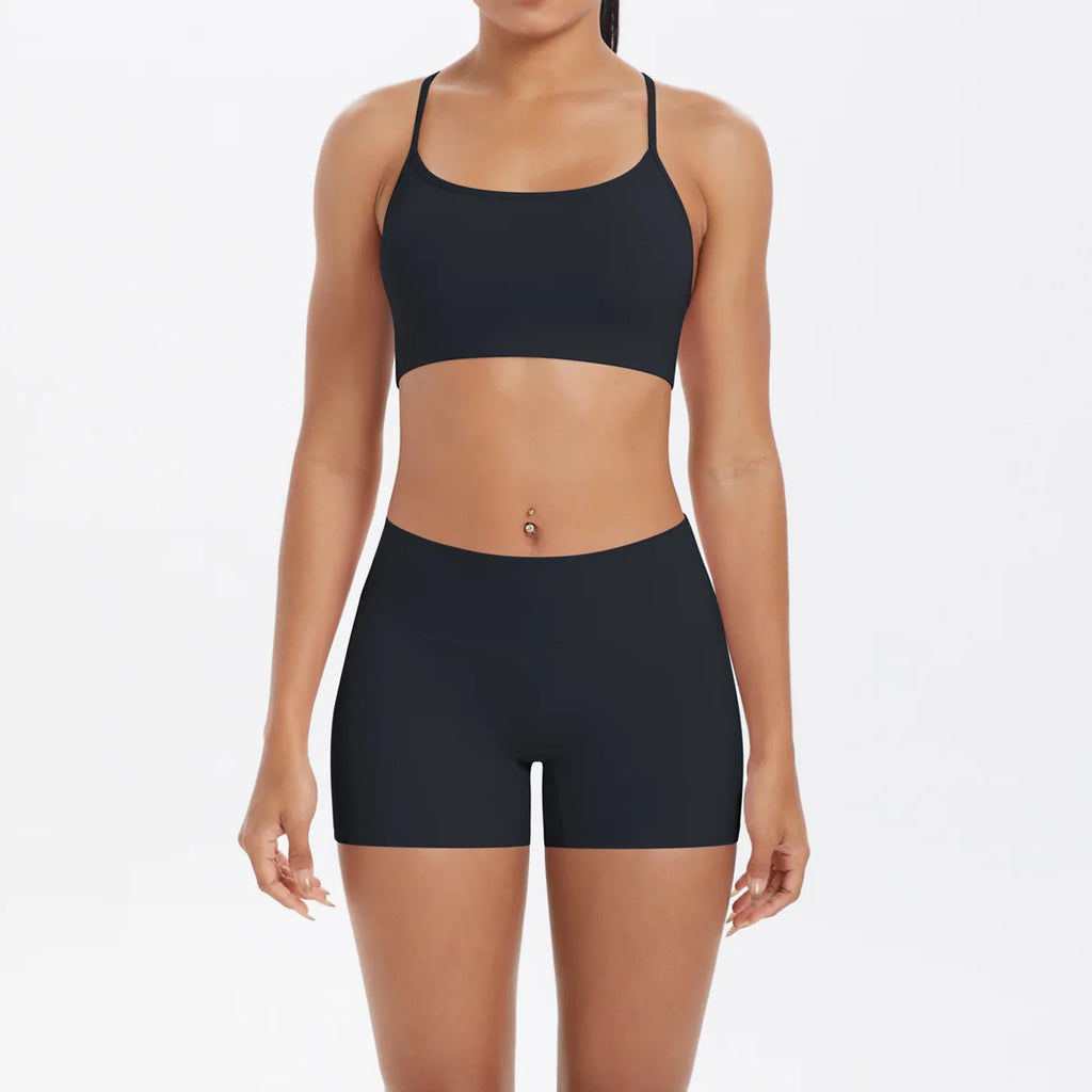 workout clothes for women 2 piece female clothing Beautiful back sports bra casual running fitness hip lifting yoga shorts MIML