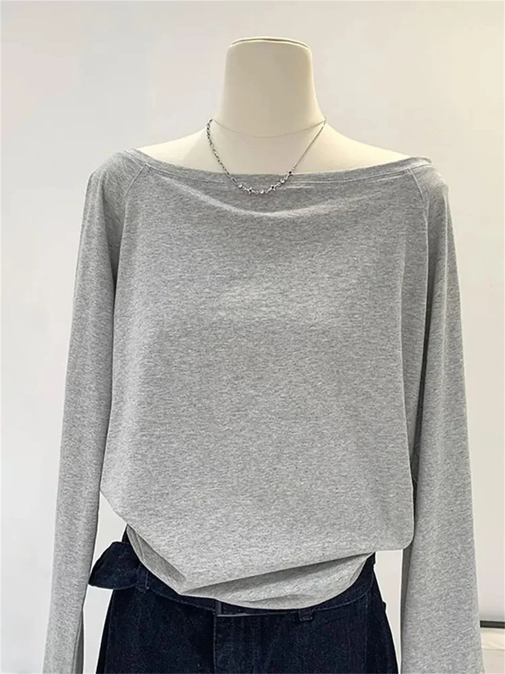 Oversize Off Shoulder Long Sleeve T Shirt Women Solid Color Casual Tops Lady Spring Autumn Basic Tees Korean Style Youth Blouses