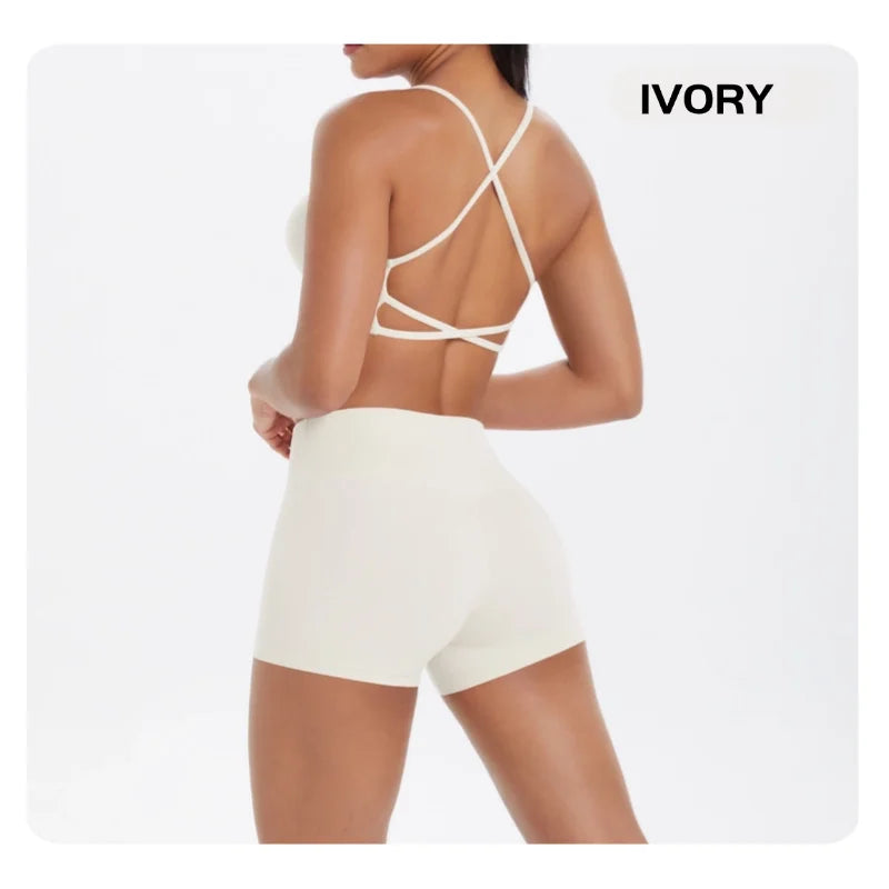 workout clothes for women 2 piece female clothing Beautiful back sports bra casual running fitness hip lifting yoga shorts MIML