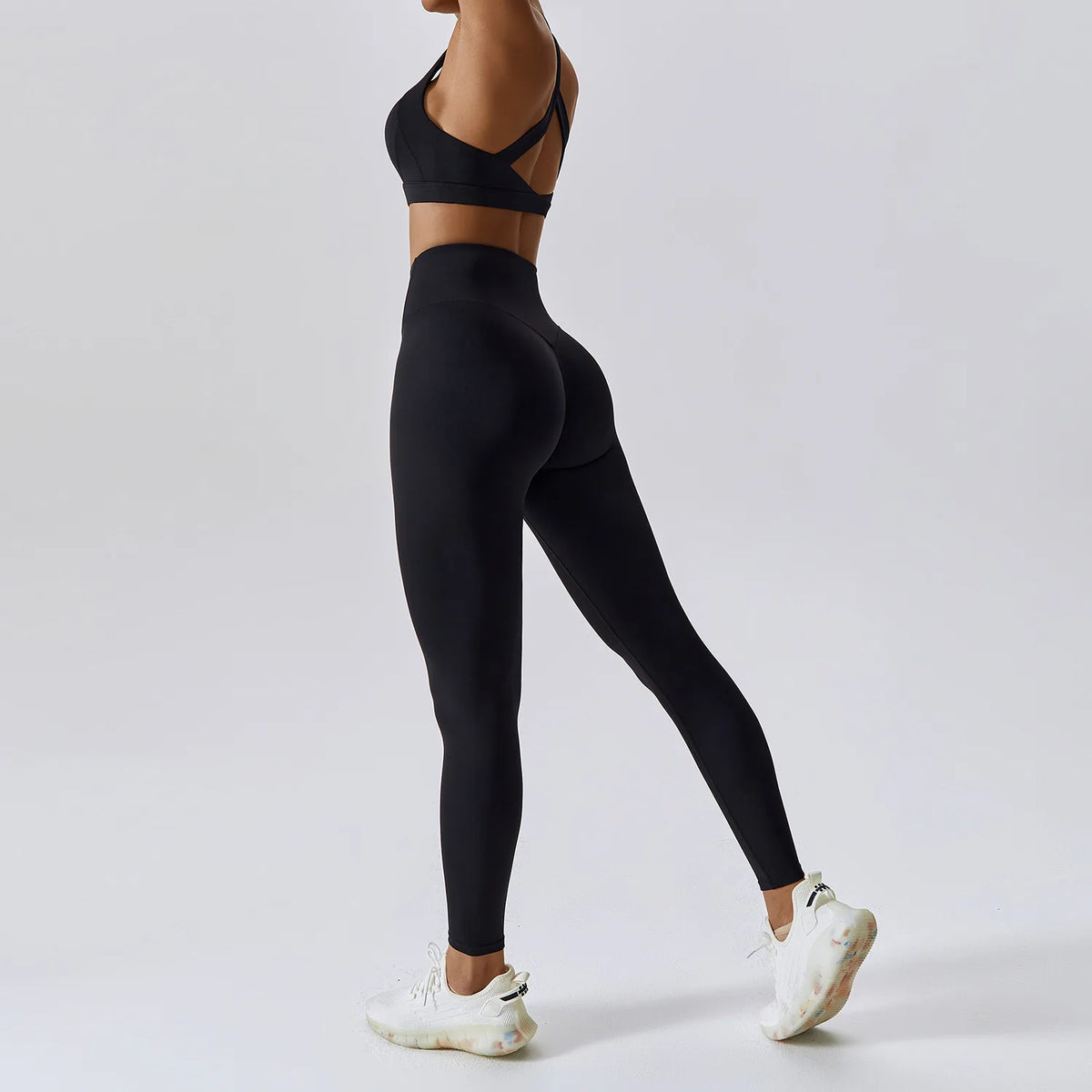Ensemble de sport 2 pièces pour femme, tenue de fitness, brassière à dos croisé et leggings sans couture push-up pour la salle de sport