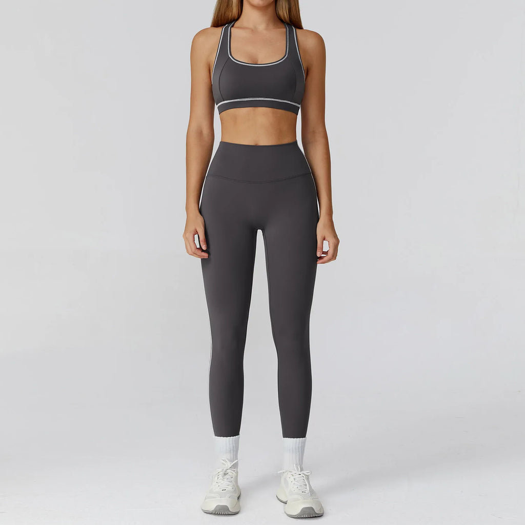 Yoga Set 2PCS Athletic Wear Women's Tracksuit Workout Sportswear Gym Clothing High Waist Leggings Fitness Outfits Sports Suits