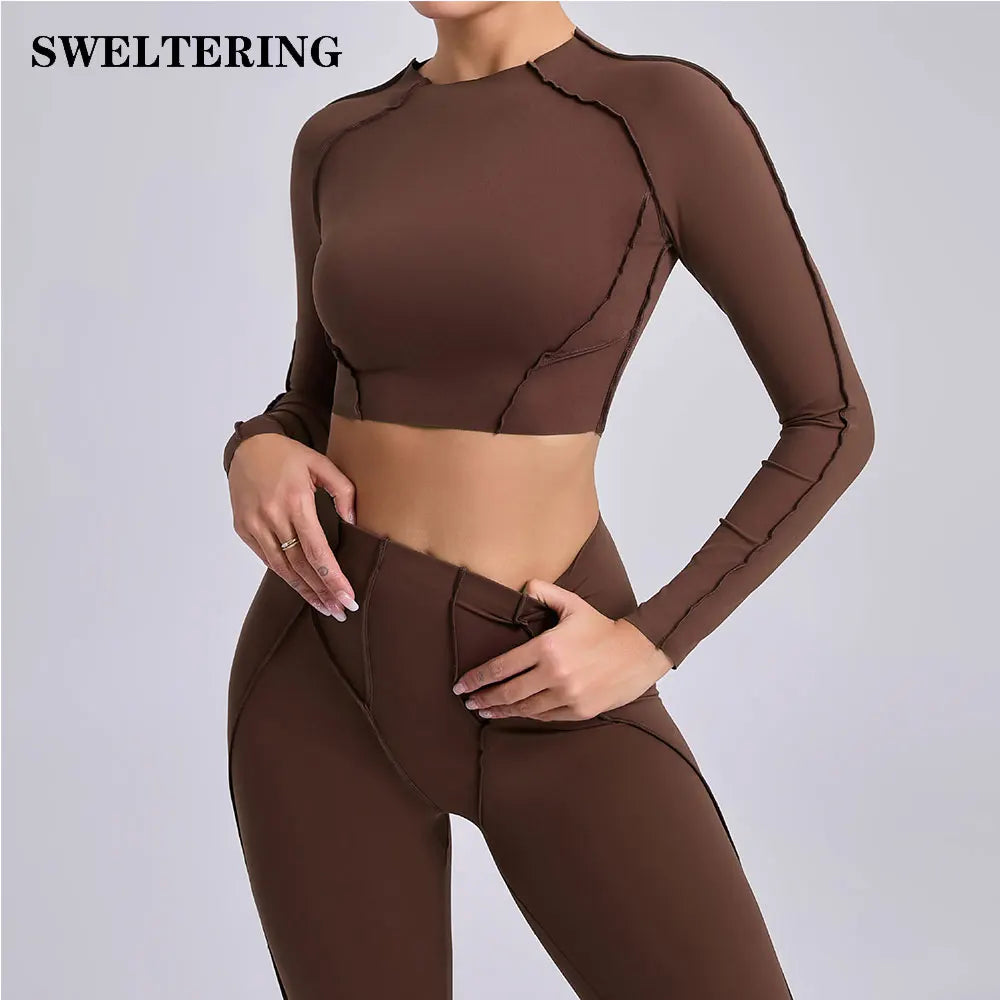 Women Long Sleeve Workout Top Gym T-shirt Pilates Clothes Active Wear Sports Shirt Elastic Fitness Yoga Clothing Running Shirts