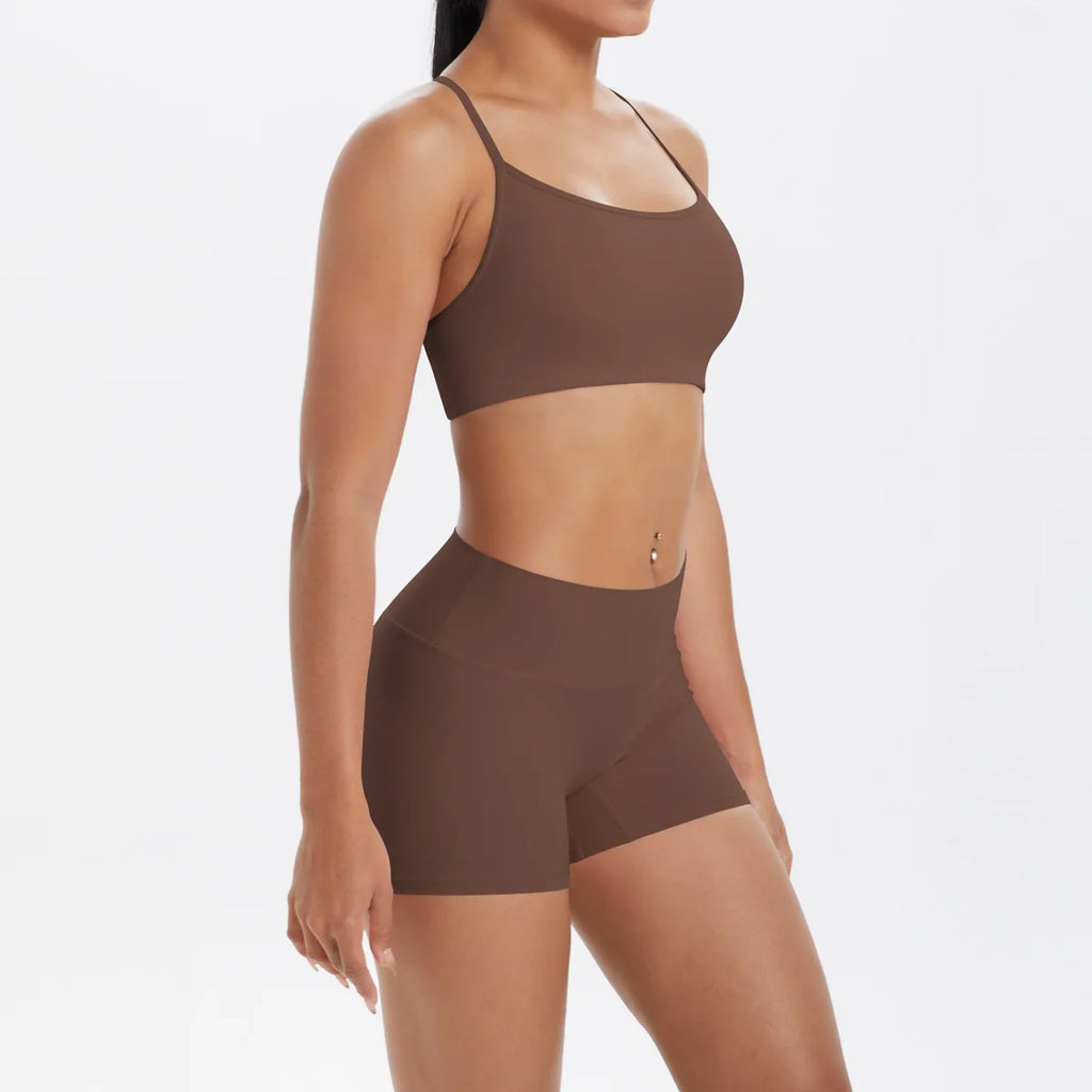 workout clothes for women 2 piece female clothing Beautiful back sports bra casual running fitness hip lifting yoga shorts MIML