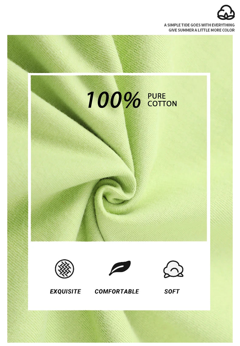 Oversized Solid T-shirts Womens Cotton Tees Summer Basic Breathable O-Neck Short Sleeve Tops Casual Comfortable Womans Clothes