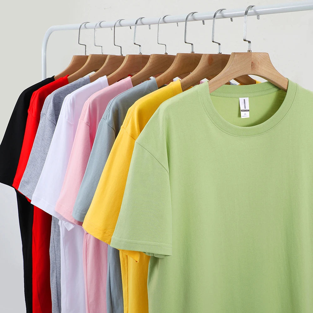 Oversized Solid T-shirts Womens Cotton Tees Summer Basic Breathable O-Neck Short Sleeve Tops Casual Comfortable Womans Clothes