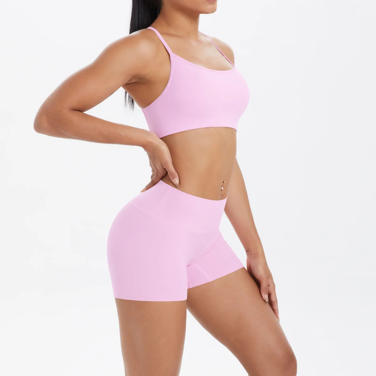 workout clothes for women 2 piece female clothing Beautiful back sports bra casual running fitness hip lifting yoga shorts MIML