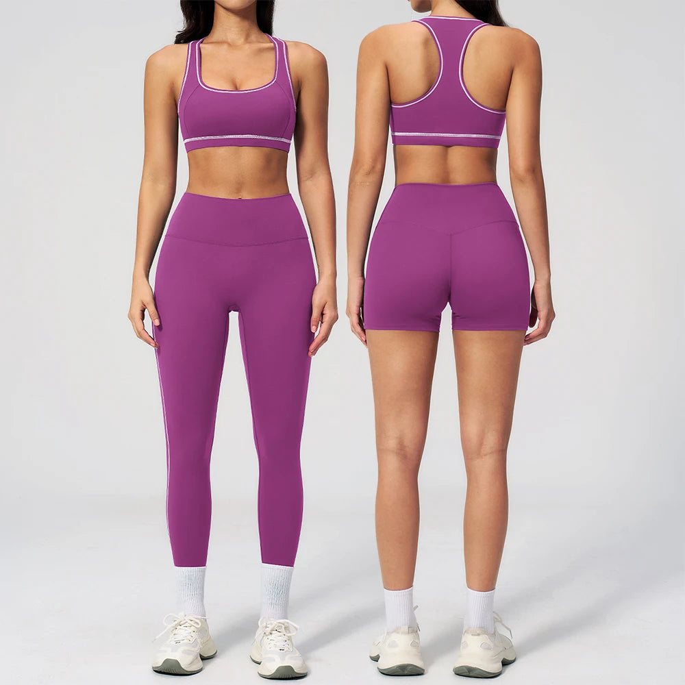 Yoga Set 2PCS Athletic Wear Women's Tracksuit Workout Sportswear Gym Clothing High Waist Leggings Fitness Outfits Sports Suits