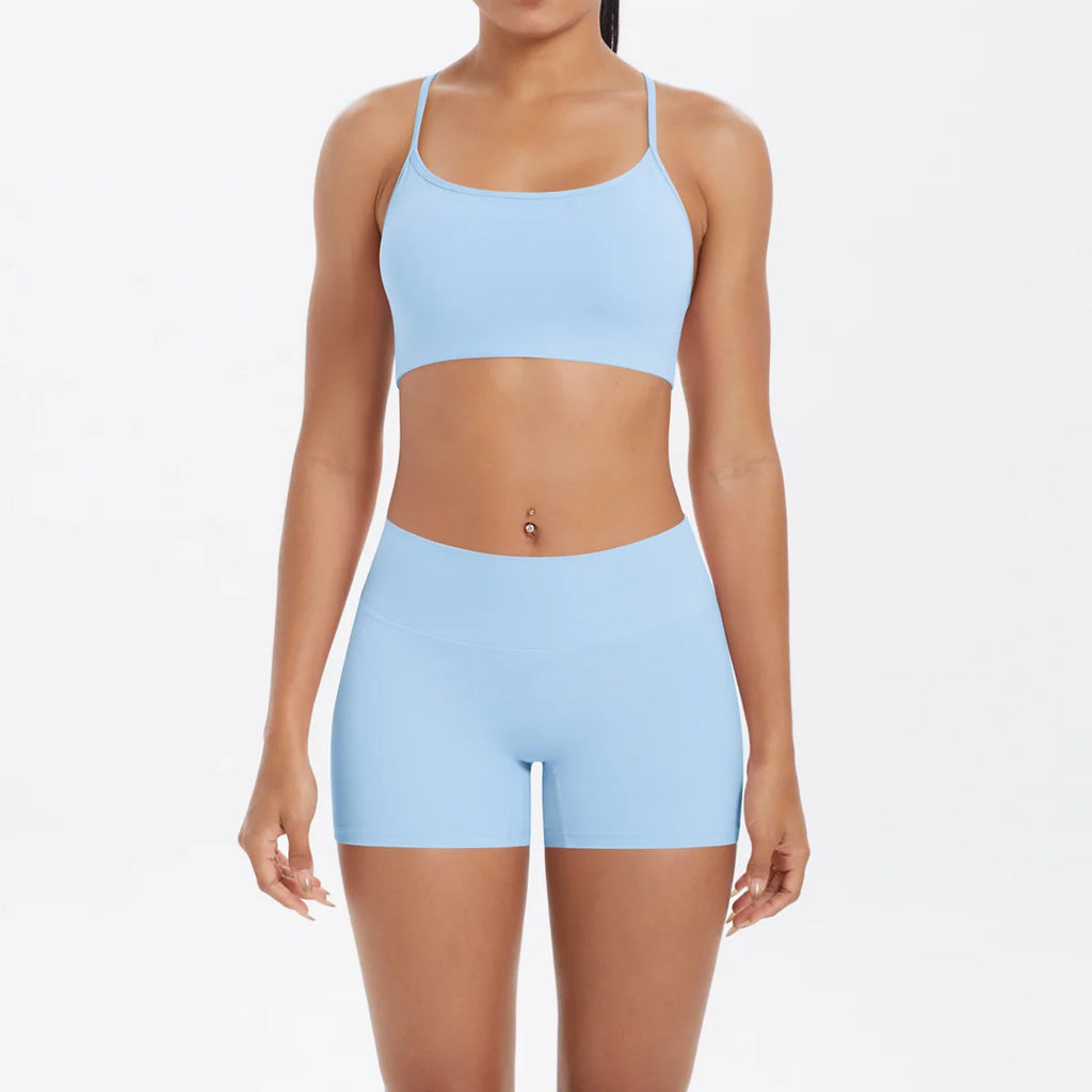 workout clothes for women 2 piece female clothing Beautiful back sports bra casual running fitness hip lifting yoga shorts MIML