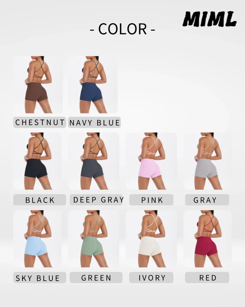 workout clothes for women 2 piece female clothing Beautiful back sports bra casual running fitness hip lifting yoga shorts MIML