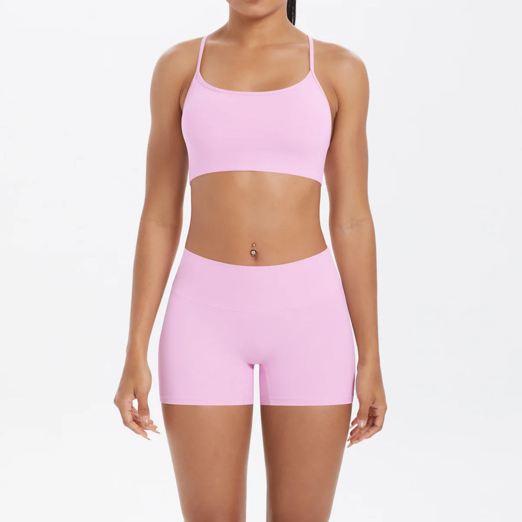 workout clothes for women 2 piece female clothing Beautiful back sports bra casual running fitness hip lifting yoga shorts MIML