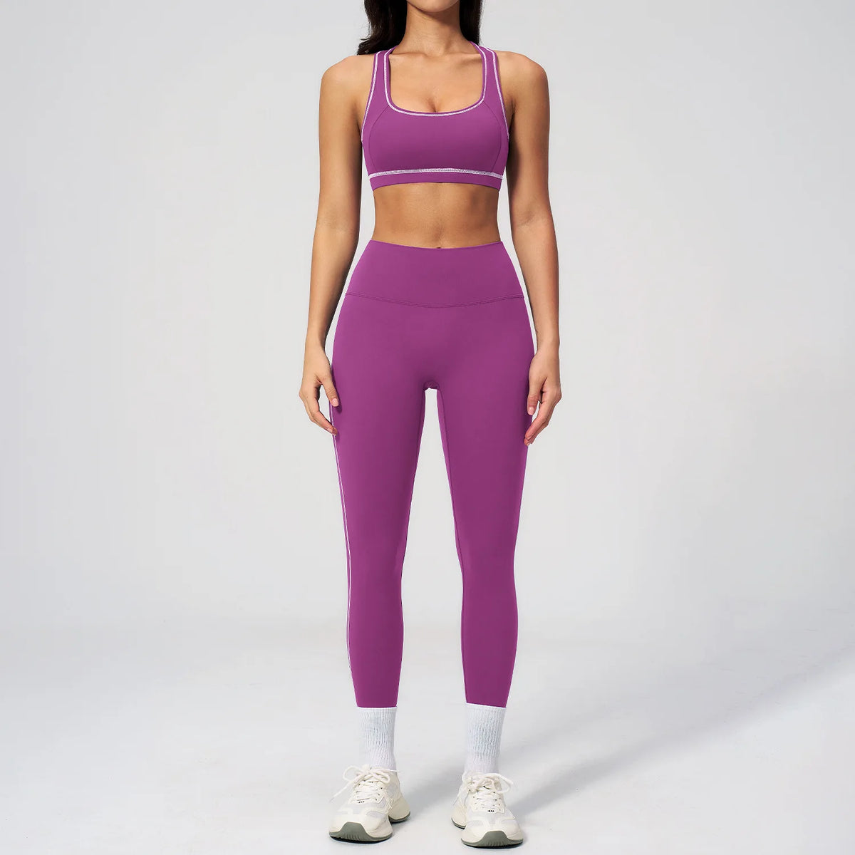 Yoga Set 2PCS Athletic Wear Women's Tracksuit Workout Sportswear Gym Clothing High Waist Leggings Fitness Outfits Sports Suits