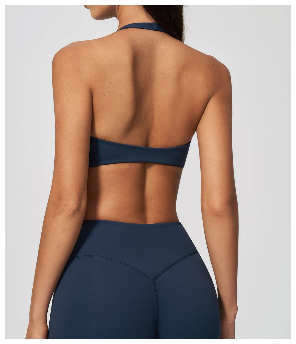 Sports Underwear Women Halter V Neck Sports Bra Yoga Workout Top Athletic Cami Fitness Running Workout Gym Support Active Vest