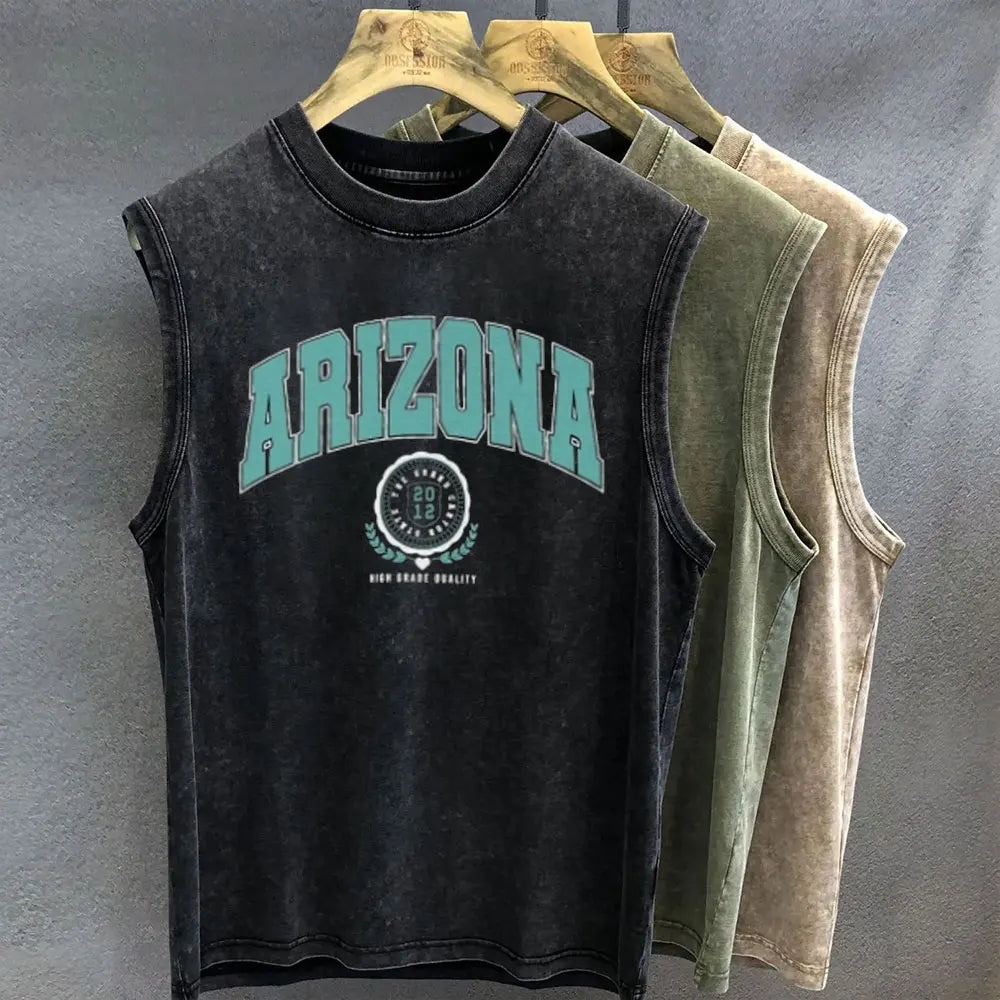 Oversized T Shirt for Men Vintage Wash Brazilian Graphic Print Tank Top Sleeveless Vest Woman Gym Y2k Clothes Streetwear Summer