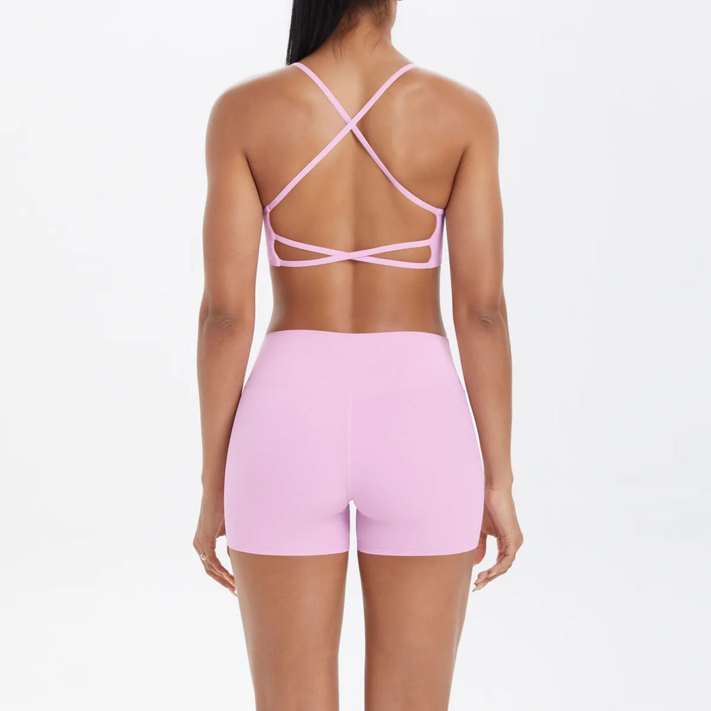 workout clothes for women 2 piece female clothing Beautiful back sports bra casual running fitness hip lifting yoga shorts MIML