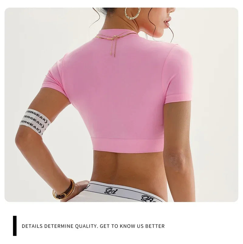 Women Shirts Zippy Seamless Crop Top Sportswear Workout Tops For Women Fitness Shirts Gym Short Sleeve Yoga Sport Top ActiveWear