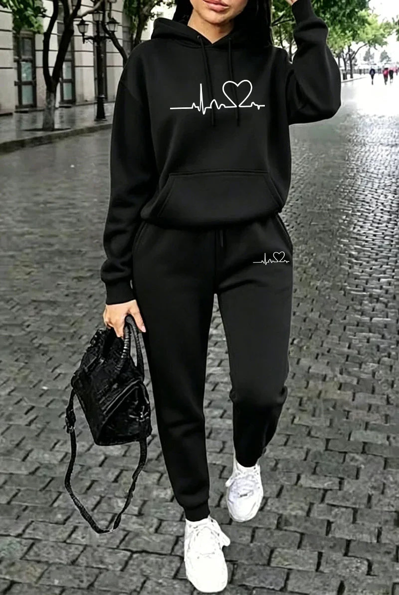 Fashion Womens Outfits 2026 Casual Hooded Sweatshirt Sportswear Outdoors Sports Jogging Clothing Daily Single Item Hoodie Pants