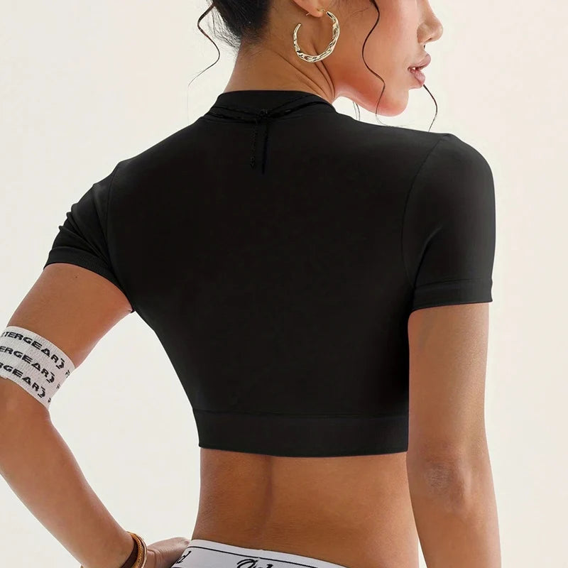 Women Shirts Zippy Seamless Crop Top Sportswear Workout Tops For Women Fitness Shirts Gym Short Sleeve Yoga Sport Top ActiveWear