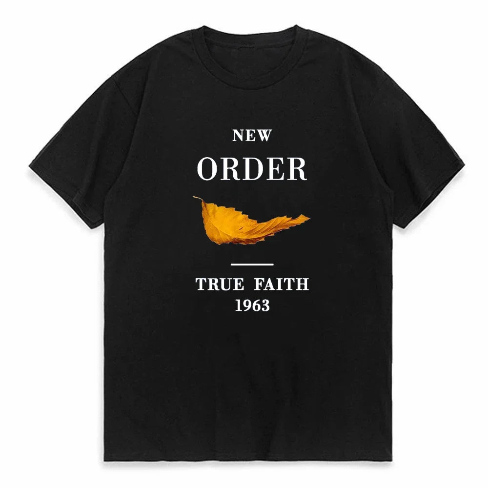 Men Tops Clothes Cotton New Order True Faith Fitted Tee Shirts Male Tshirt Guys T-shirt Womens O Neck Tops