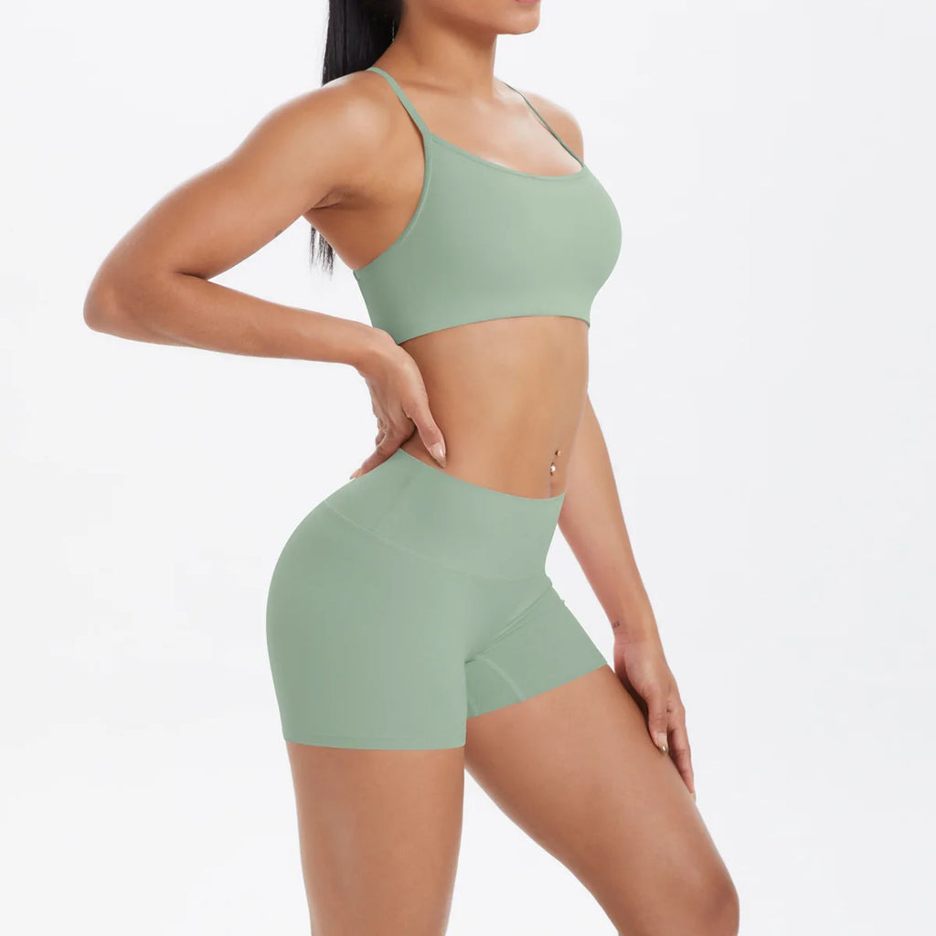 workout clothes for women 2 piece female clothing Beautiful back sports bra casual running fitness hip lifting yoga shorts MIML