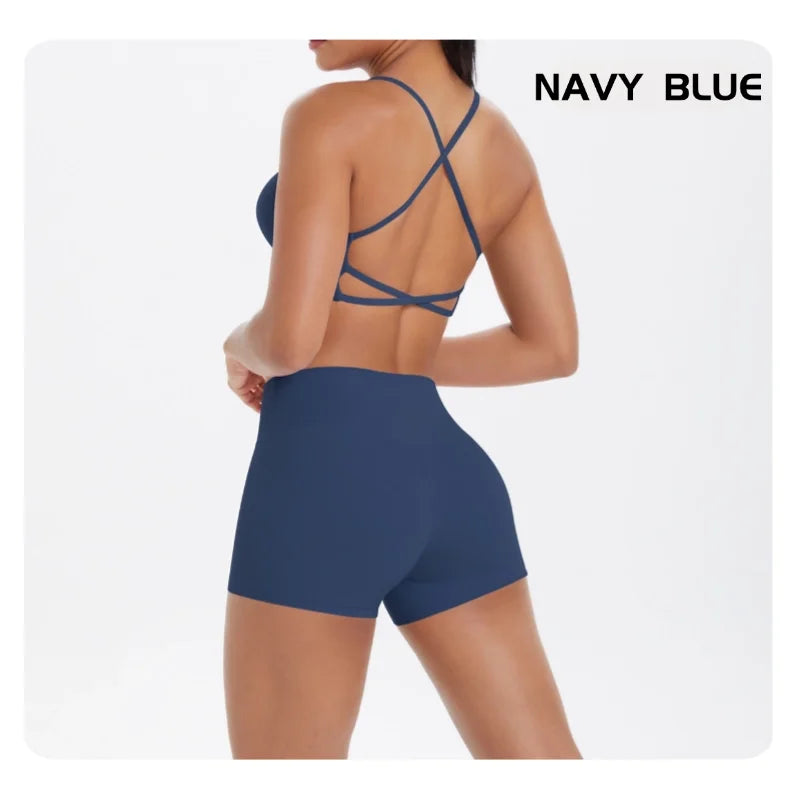workout clothes for women 2 piece female clothing Beautiful back sports bra casual running fitness hip lifting yoga shorts MIML