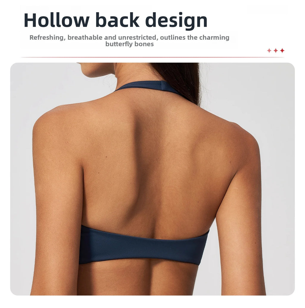 Sports Underwear Women Halter V Neck Sports Bra Yoga Workout Top Athletic Cami Fitness Running Workout Gym Support Active Vest