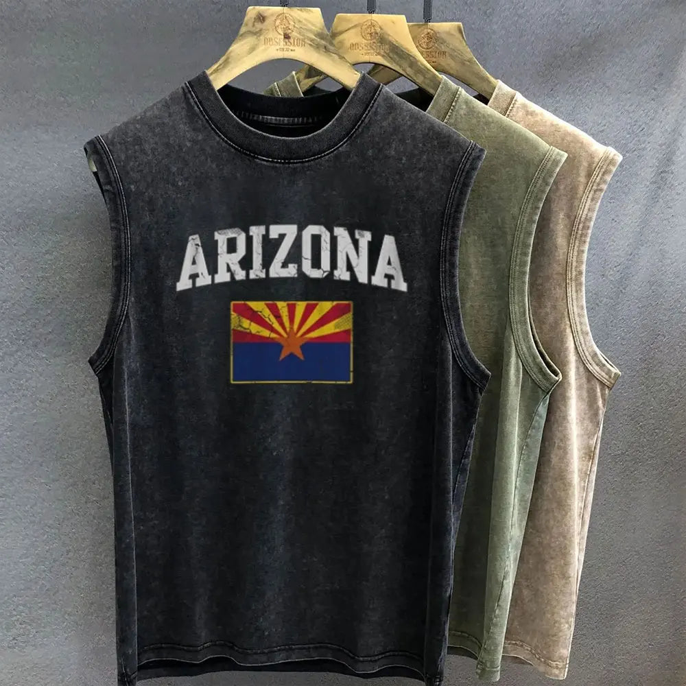 Oversized T Shirt for Men Vintage Wash Brazilian Graphic Print Tank Top Sleeveless Vest Woman Gym Y2k Clothes Streetwear Summer