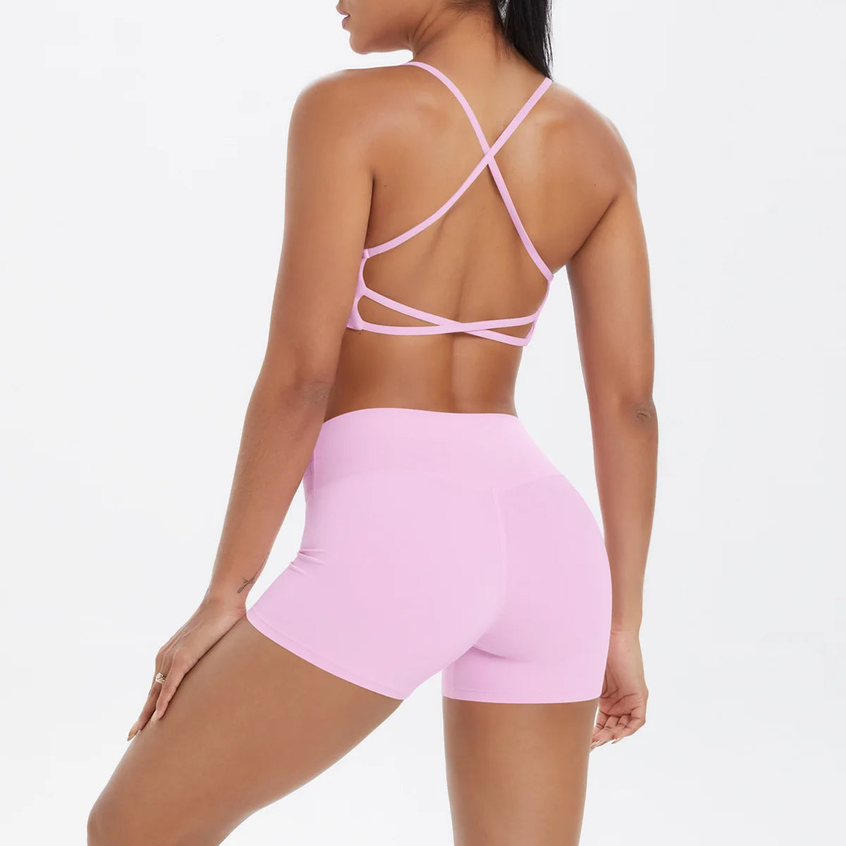 workout clothes for women 2 piece female clothing Beautiful back sports bra casual running fitness hip lifting yoga shorts MIML