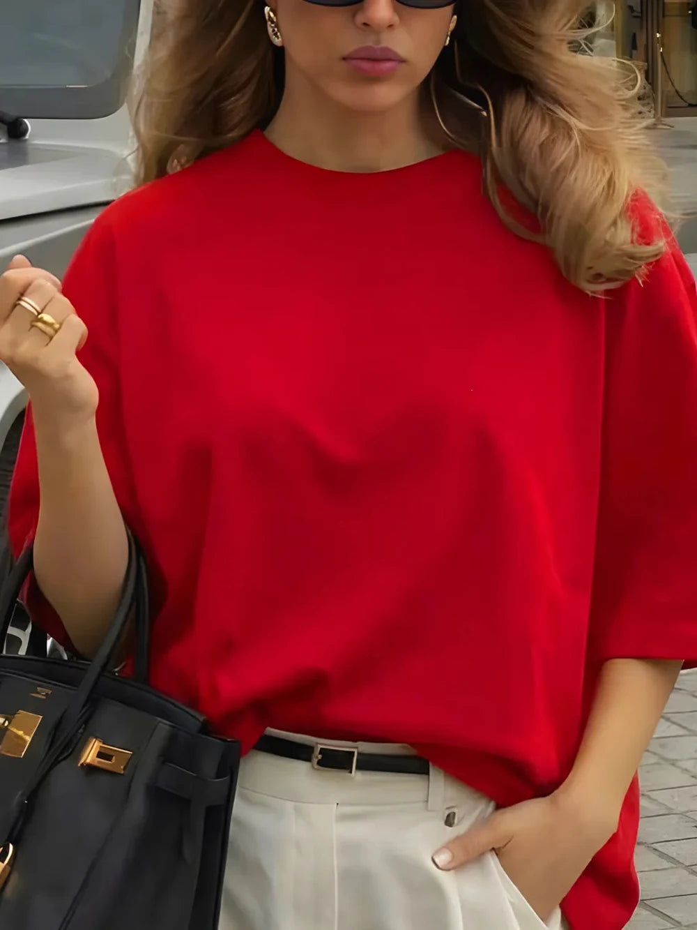 Oversized Solid T-shirts Womens Cotton Tees Summer Basic Breathable O-Neck Short Sleeve Tops Casual Comfortable Womans Clothes